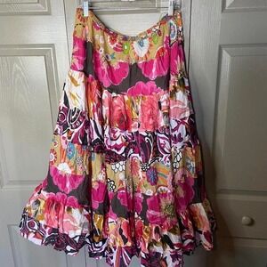 vintage patchwork Tiered Maxi Skirt size L cato maxi midi floral cottagecore